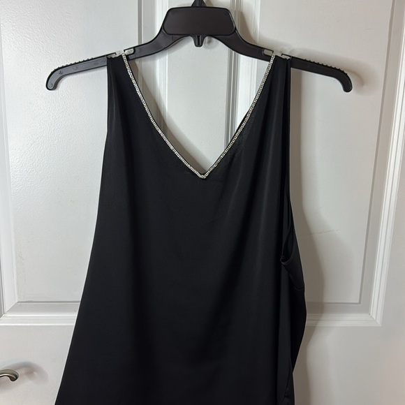 Vince Camuto Black Tank Top with Rhinestone Trim - Picture 4 of 5